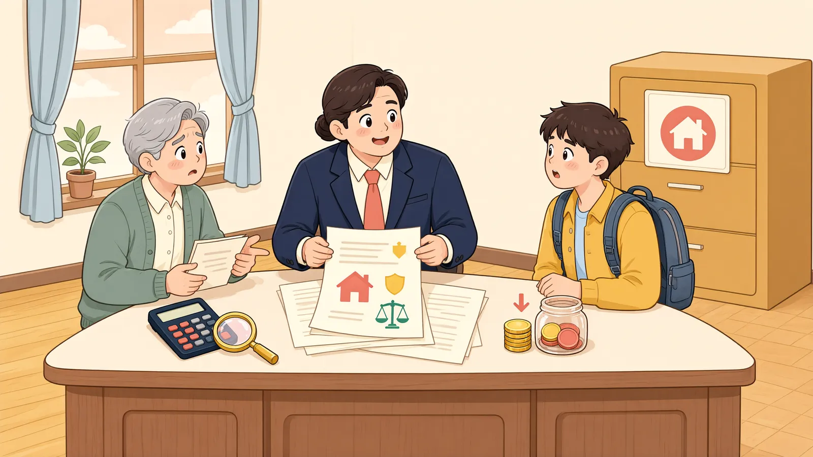 「경매로 임대차가 끝나면 밀린 월세는 보증금에서 빠질까」 상황을 그린 삽화