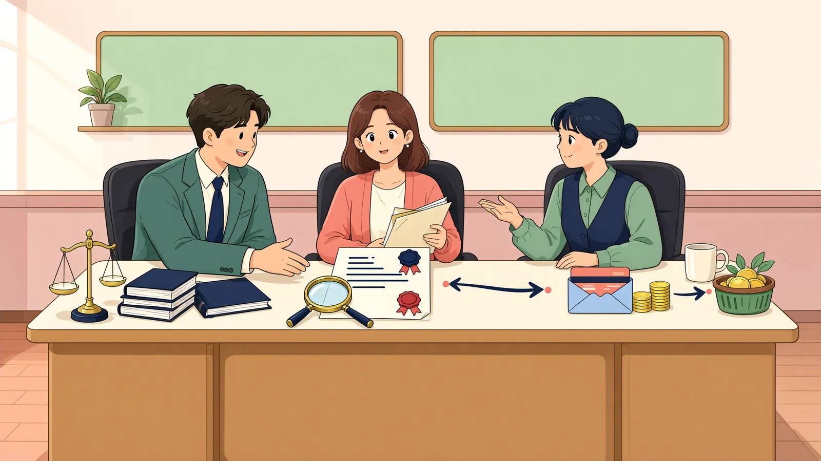 「공탁하라는 판결, 다른 채권도 압류할 수 있을까」 상황을 그린 삽화