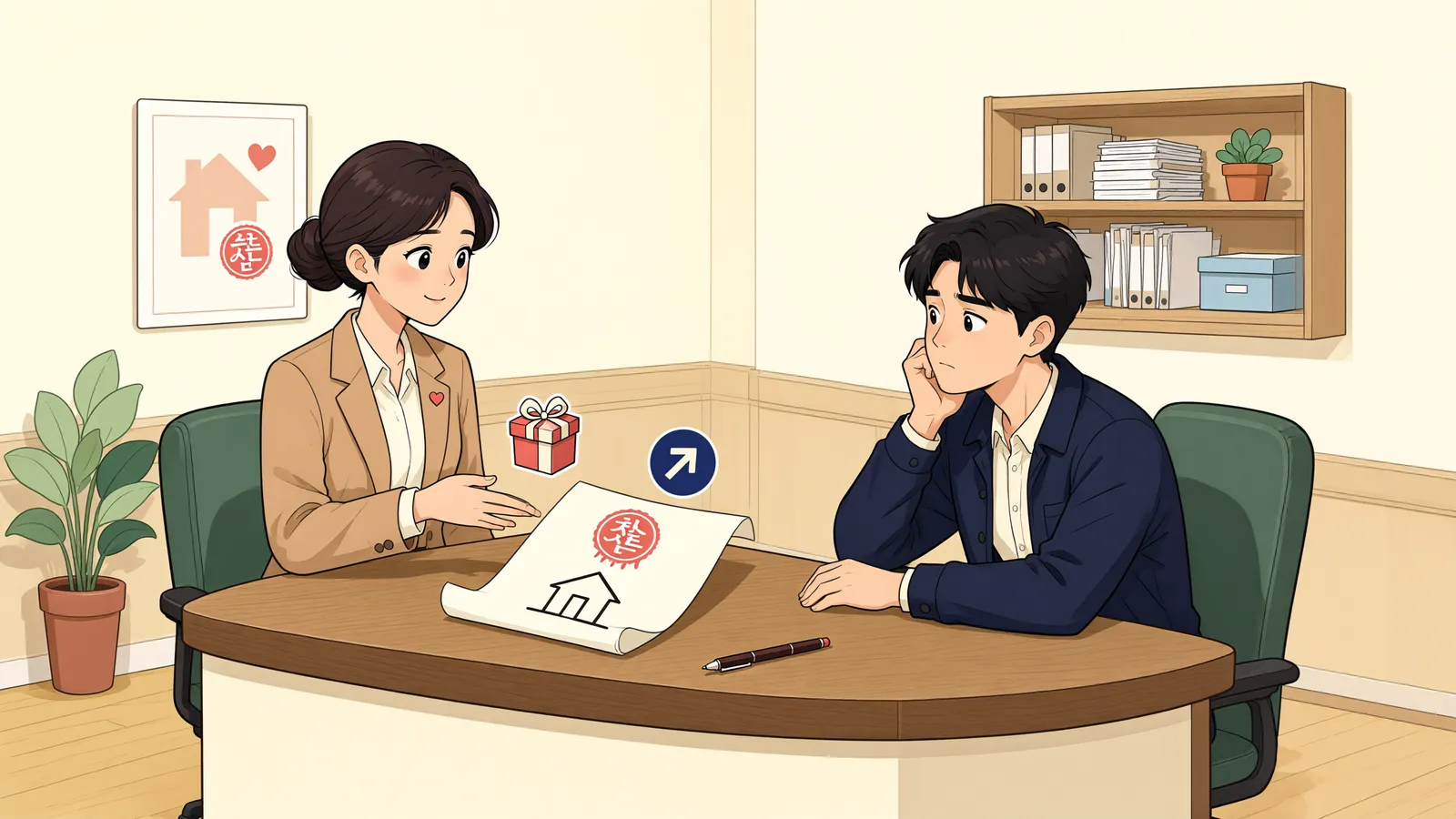 「집을 넘긴 뒤 마음이 바뀌었다면, 증여를 되돌릴 수 있을까」 상황을 그린 삽화