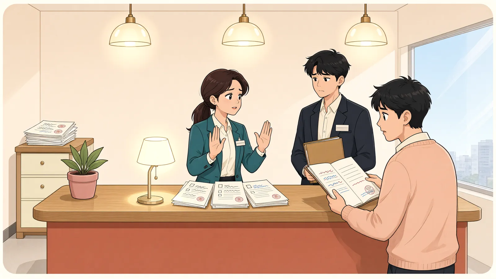 「압류·전부명령이 왔는데, 임대인은 보증금을 꼭 지급해야 할까?」 상황을 그린 삽화