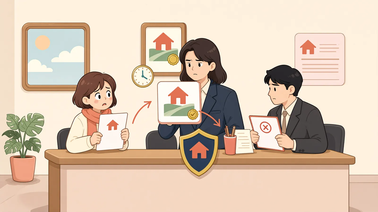 「등기명의가 바뀌어도 사라지지 않은 12년의 점유」 상황을 그린 삽화