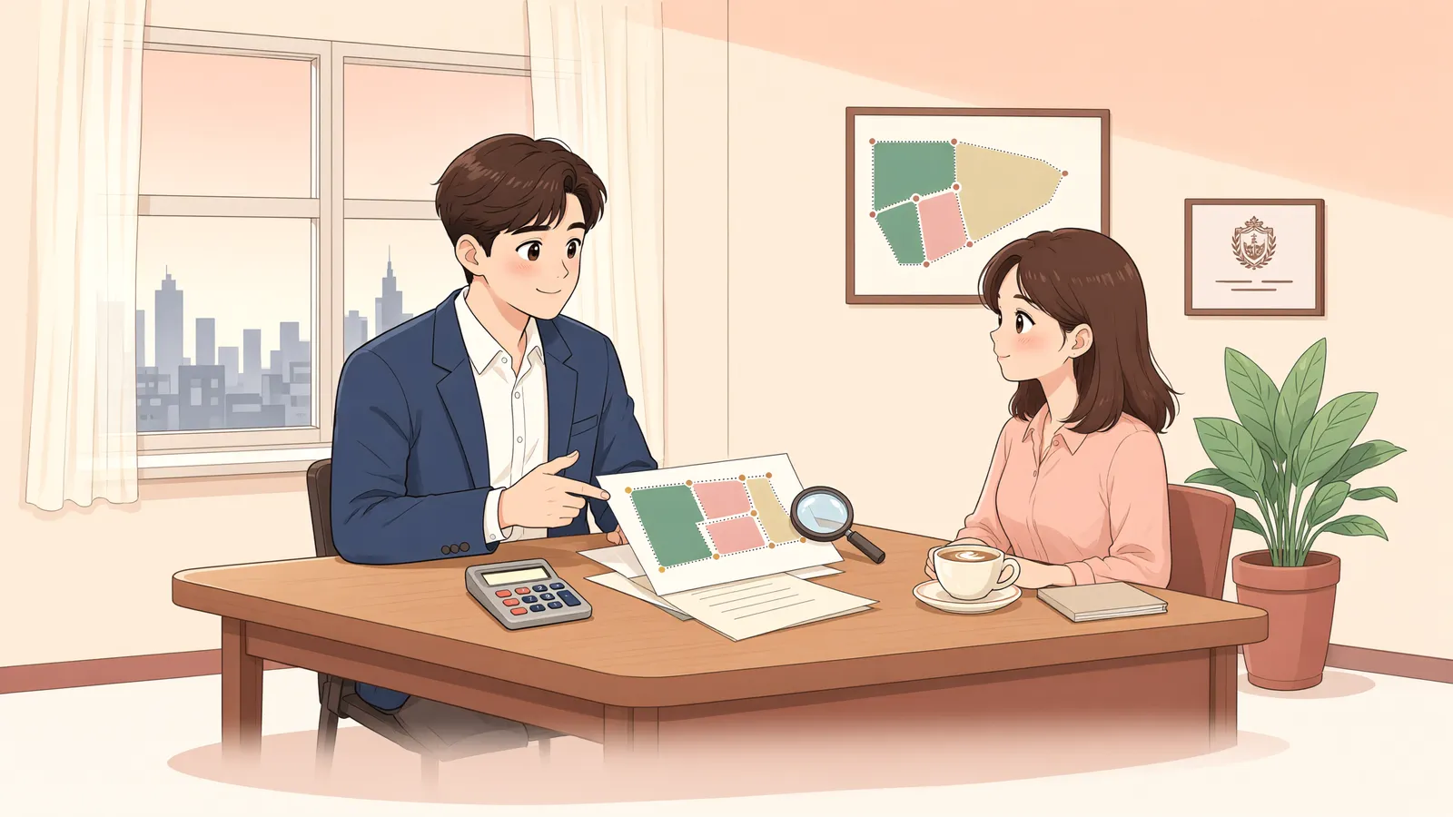 「법정지상권 지료, 건물 때문에 땅값이 깎일까?」 상황을 그린 삽화