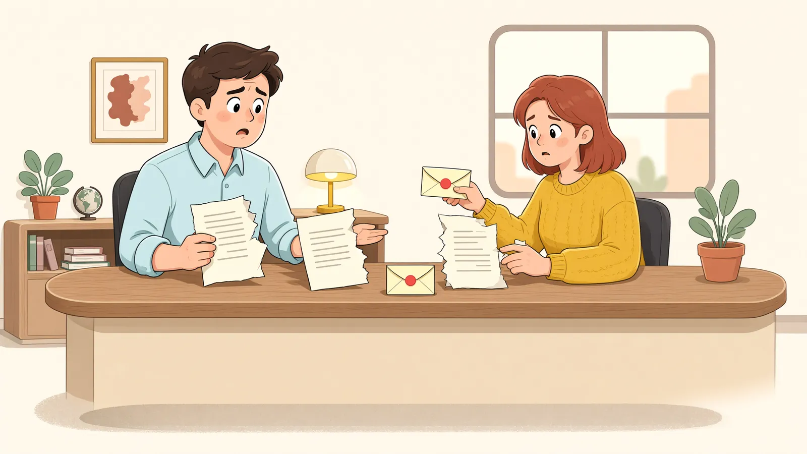「계약금만 오간 임대차, 임대인의 변심은 얼마를 치를까」 상황을 그린 삽화