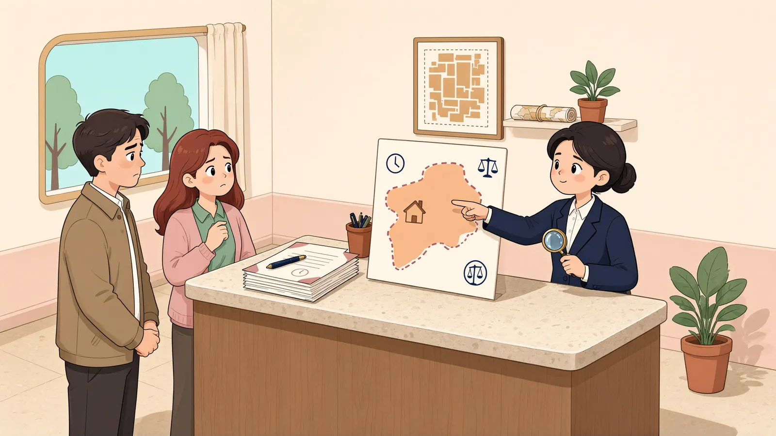 「23년 살았는데도 시유지를 취득할 수 없을까」 상황을 그린 삽화