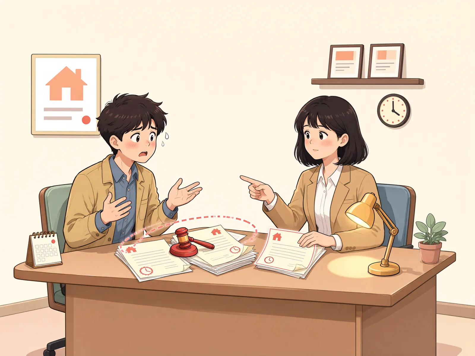 「이중경매, 등기만 했다고 끝난 게 아닙니다」 상황을 그린 삽화