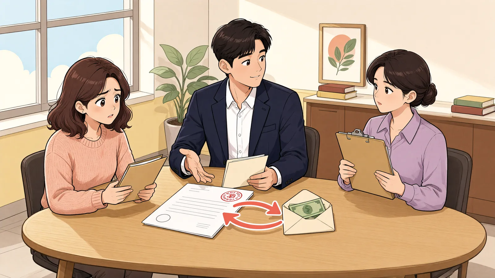 「보증금보다 먼저 임차권등기를 지워야 할까」 상황을 그린 삽화