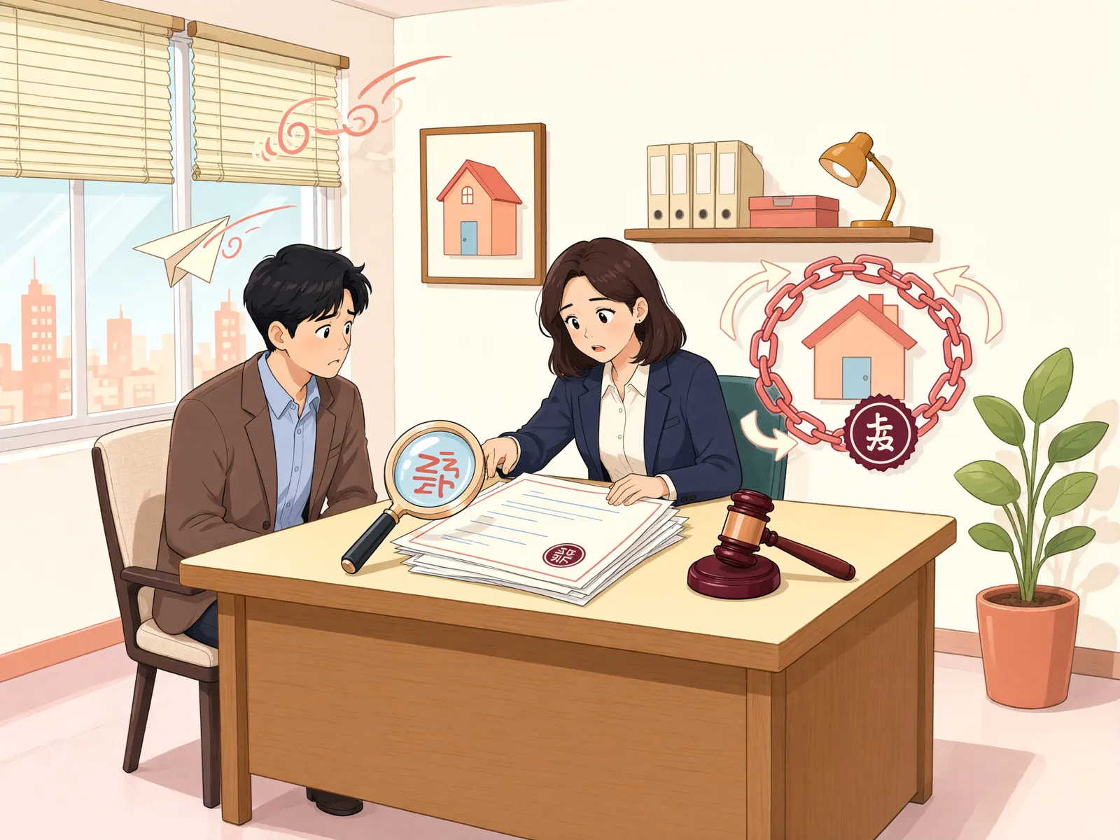 「먼저 묶인 판결채권, 압류와 전부명령은 다를 수 있다」 상황을 그린 삽화