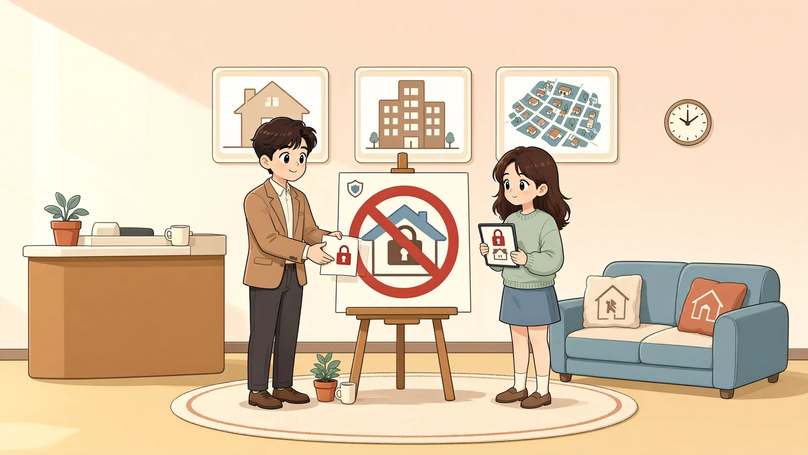 「임대차 만료에도 수분양자 과반수 의결이 필요할까」 상황을 그린 삽화