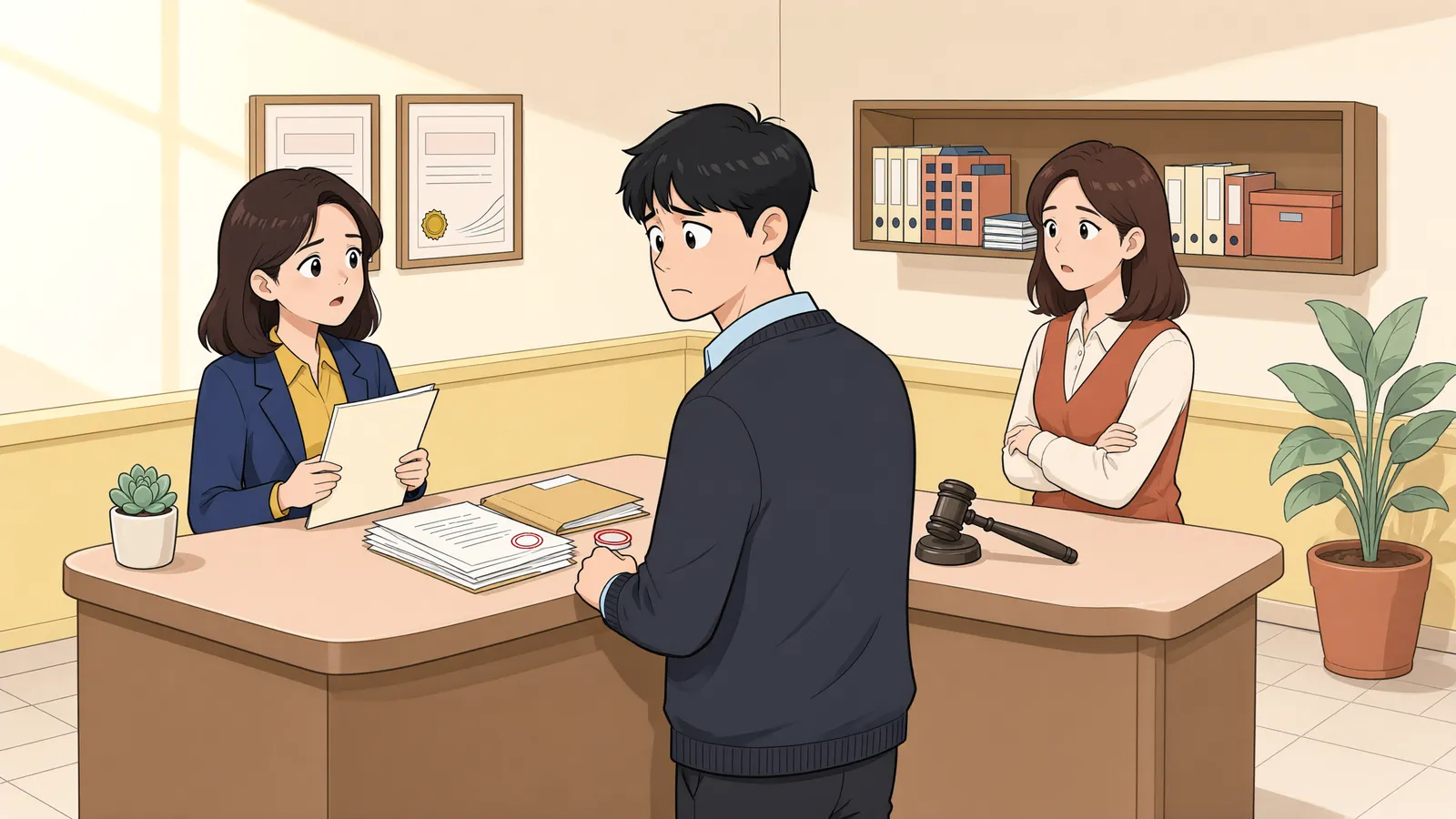 「담보를 내준 뒤 임차인이라고 주장한다면」 상황을 그린 삽화