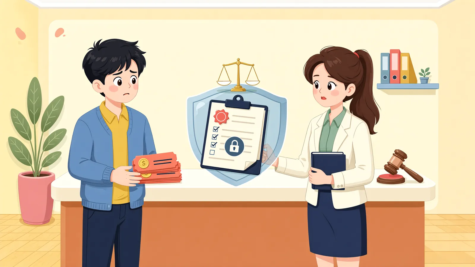 「회생 변제금도 압류할 수 있을까?」 상황을 그린 삽화
