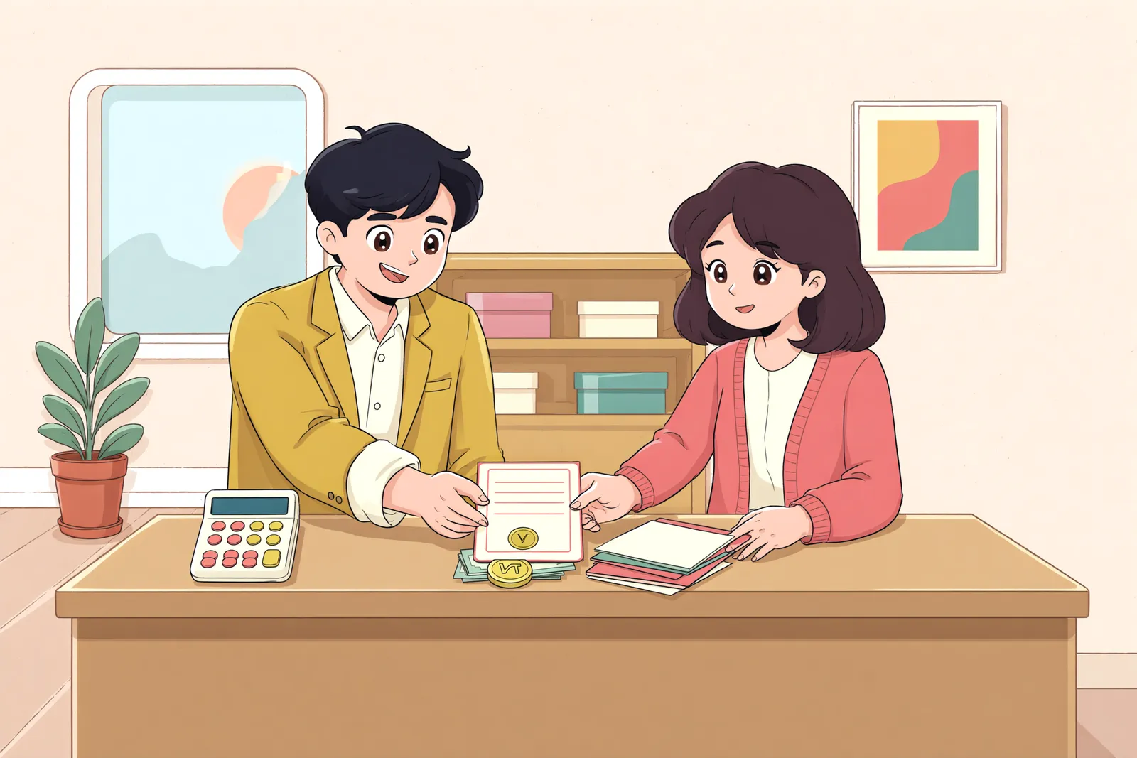 「공사비에 부가가치세가 빠졌다면, 나중에 더 청구할 수 있을까?」 상황을 그린 삽화