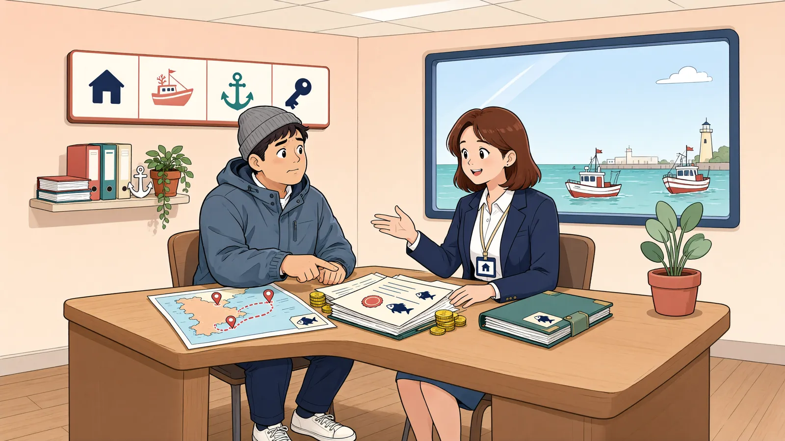 「어촌계 보상금, 내 몫을 바로 청구할 수 있을까」 상황을 그린 삽화