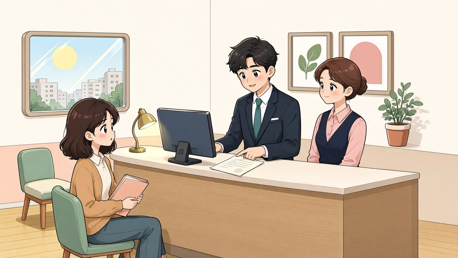 「새 임차인을 구할 때까지 보증금을 못 준다는데, 조정 신청이 될까요?」 상황을 그린 삽화