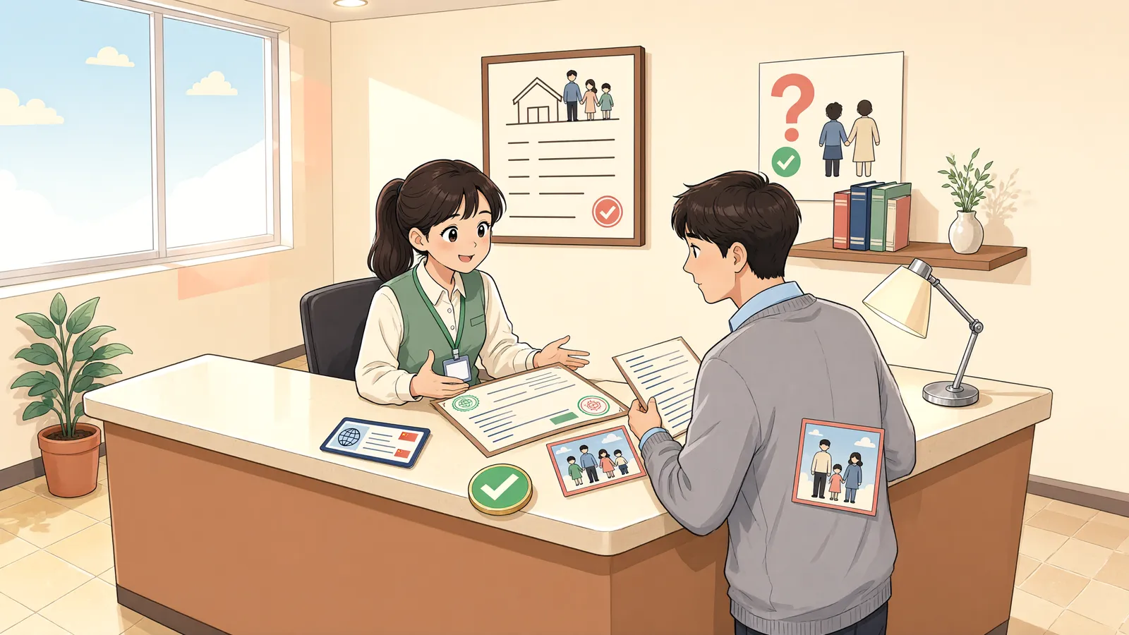 「재외국민 임차인, 가족 이름의 주민등록으로 대항력을 갖출 수 있을까」 상황을 그린 삽화