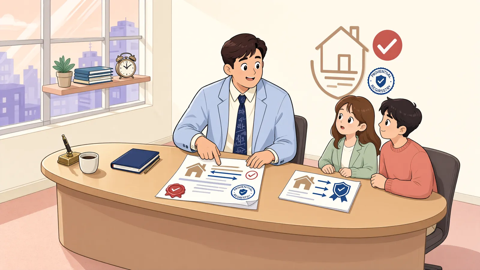 「해제되면 등기도 자동으로 돌아올까? 가등기가 지키는 순위」 상황을 그린 삽화