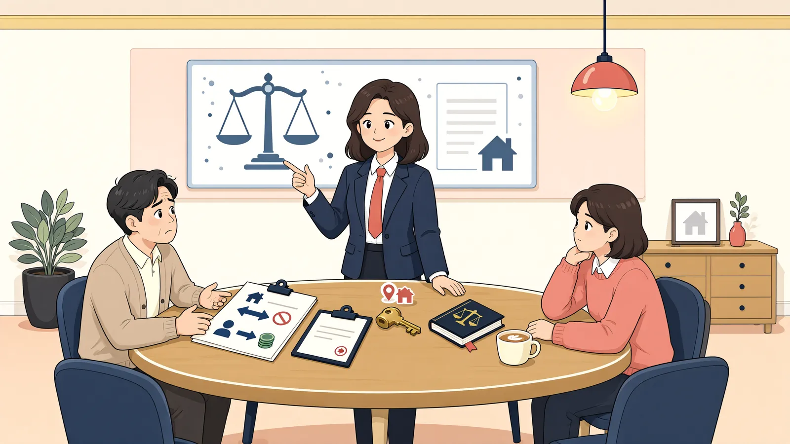 「건물은 그대로인데, 가액배상을 청구할 수 있을까?」 상황을 그린 삽화