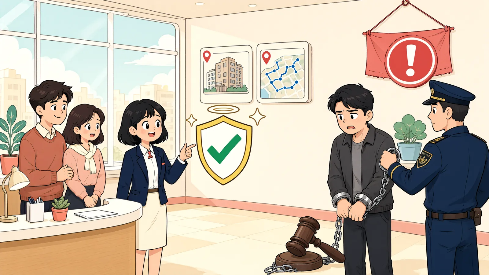「숨긴 차 한 대, 면책까지 흔들릴까」 상황을 그린 삽화