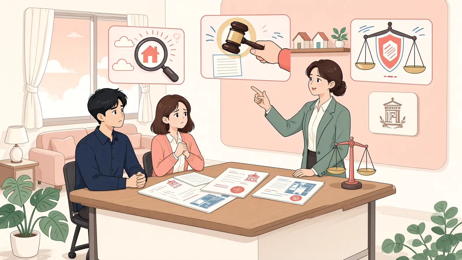 「철거단행 가처분, 집행을 멈출 수 있을까」 상황을 그린 삽화