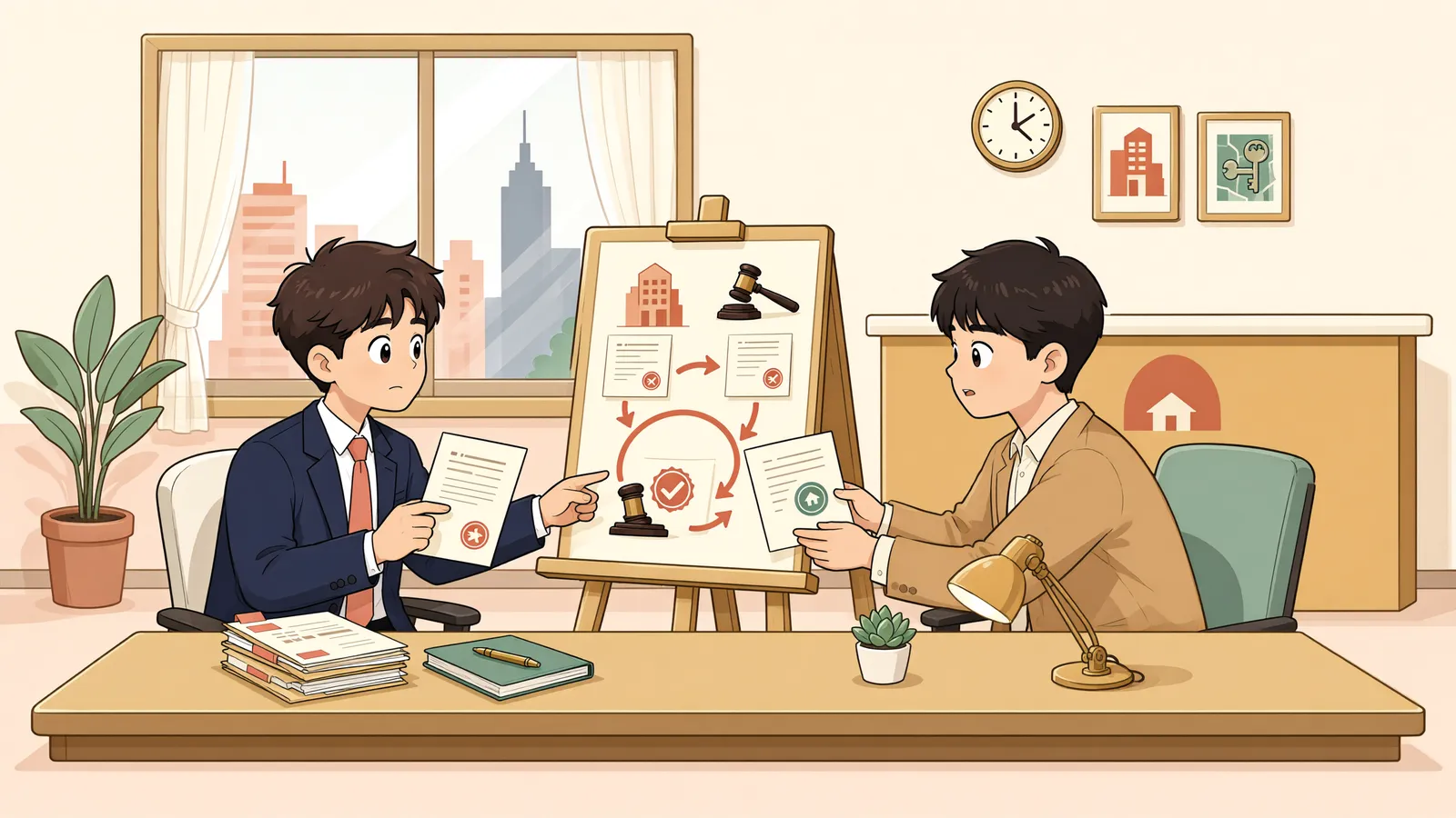 「경매 신청 뒤 청구채권을 바꿔도 될까?」 상황을 그린 삽화