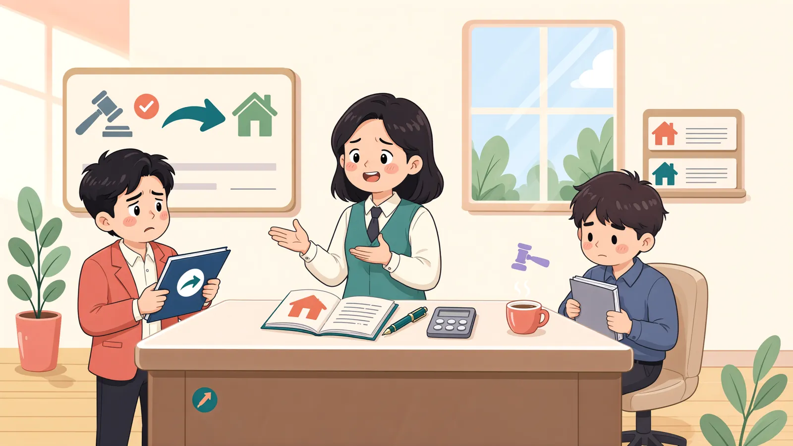 「면책된 채권으로 임차보증금 반환청구권을 대신 행사할 수 있을까」 상황을 그린 삽화