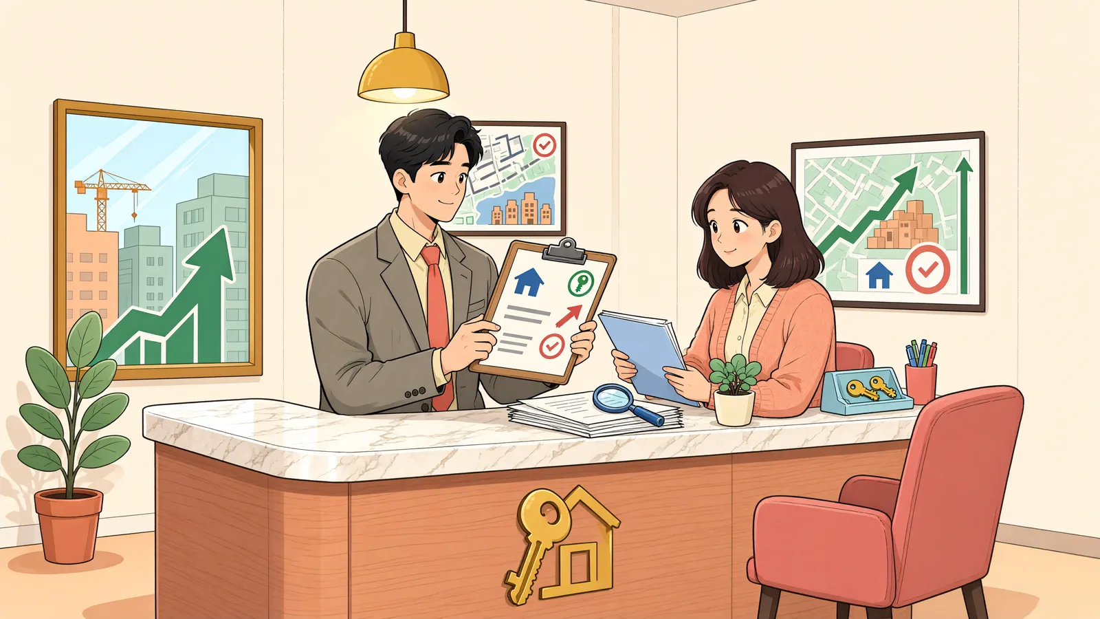 「정비구역 공고 뒤 산 집, 주거이전비도 받을 수 있을까」 상황을 그린 삽화