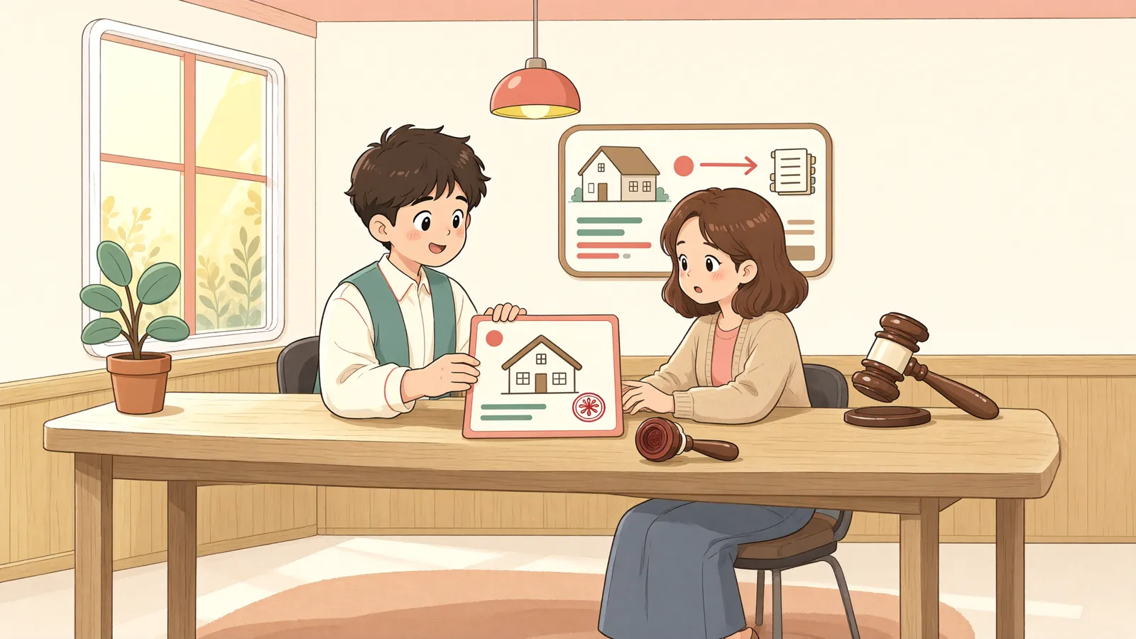 「후순위 근저당권자가 경매를 신청했다면, 선순위 채권은 언제 확정될까?」 상황을 그린 삽화