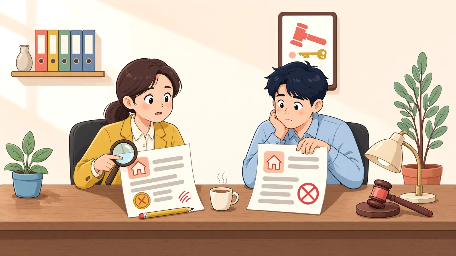 「경매 닷새 전 바뀐 권리정보, 낙찰은 그대로 유효할까」 상황을 그린 삽화