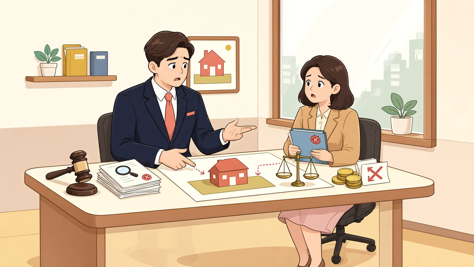 「확정판결 뒤 5개월, 지상권을 잃을 수도 있을까」 상황을 그린 삽화