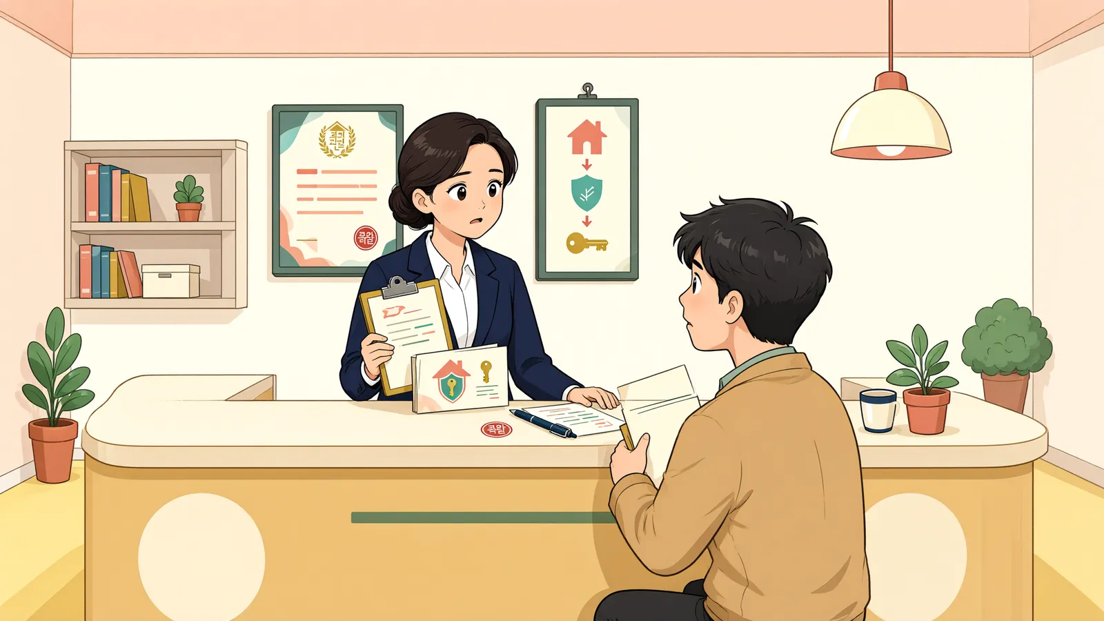 「특별조치법으로 넘어간 과수원, 되찾으려면 무엇을 입증해야 할까」 상황을 그린 삽화