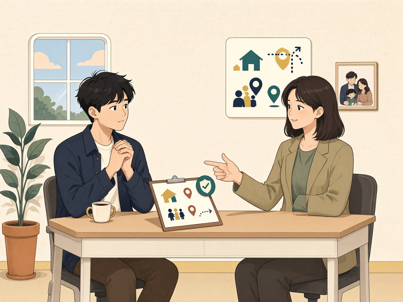 「가족은 남고 임차인만 전출했다면, 대항력은 유지될까」 상황을 그린 삽화