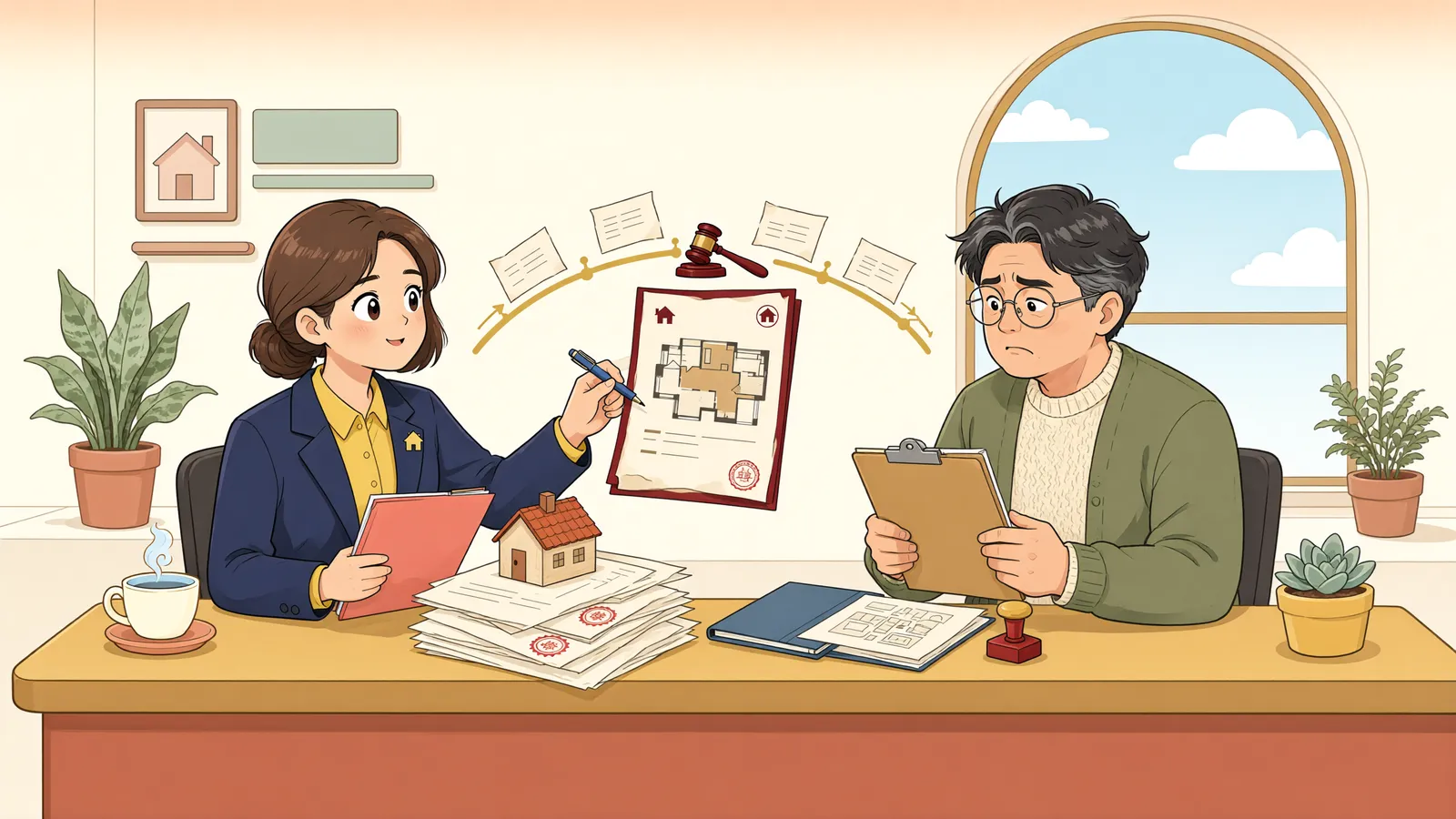 「압류했다고 물품대금 시효까지 멈추는 건 아닙니다」 상황을 그린 삽화