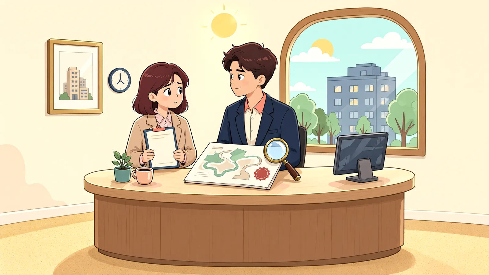 「기존 건물을 쓰는 지상권, 10년 약정도 가능할까」 상황을 그린 삽화