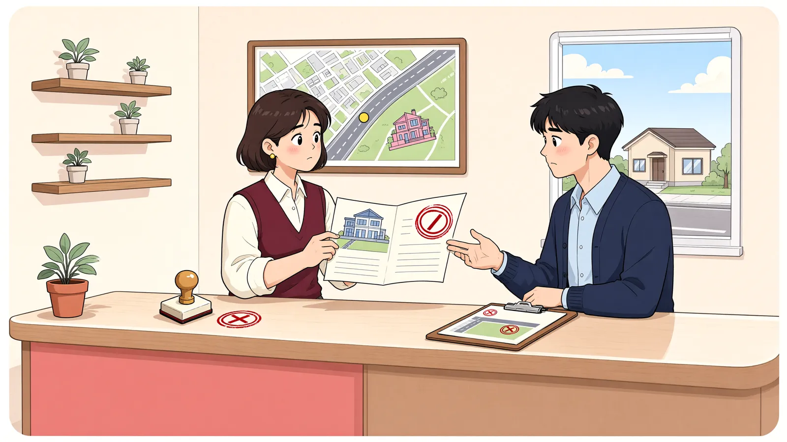 「도로를 산 뒤 받은 건축신고 철회 통보, 다툴 수 있을까」 상황을 그린 삽화