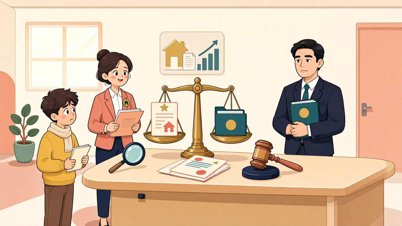 「담보가등기 뒤에 찍힌 압류, 세금이 먼저일까?」 상황을 그린 삽화