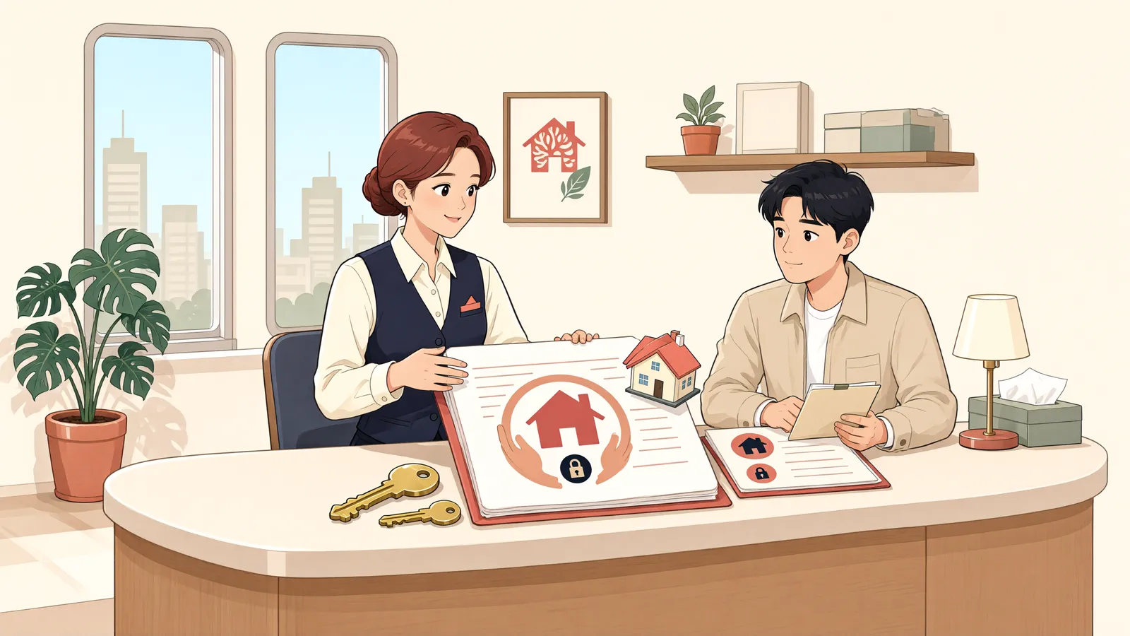 「임차인이 영업 중인 건물, 시공자의 유치권 점유는 가능할까」 상황을 그린 삽화
