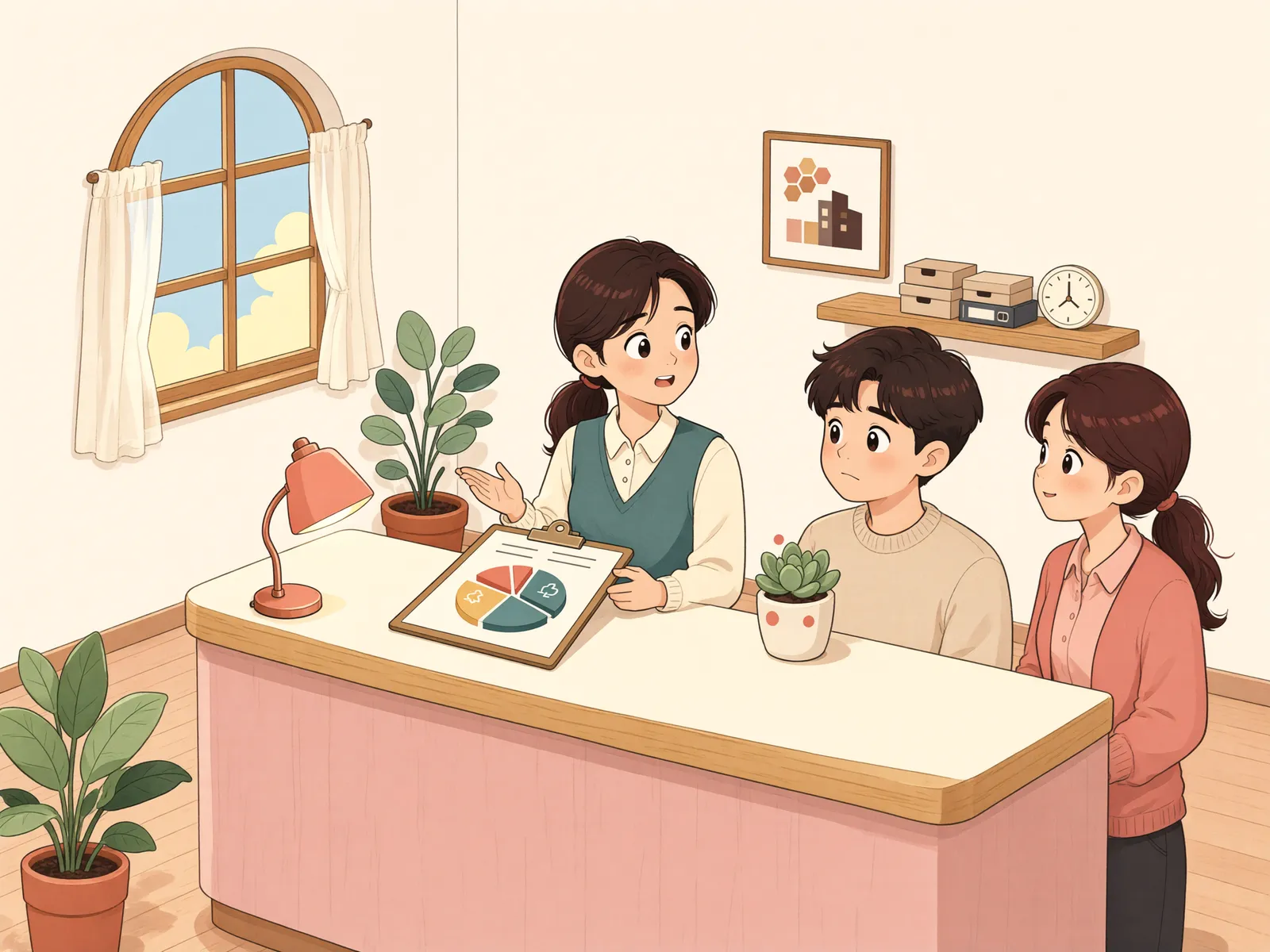 「새 아파트 열쇠와 함께 넘어온 공용관리비」 상황을 그린 삽화