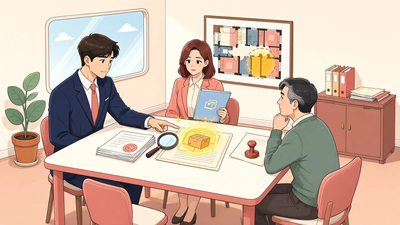「선정당사자가 제소명령을 받았는데, 가처분 취소 신청의 상대방은 누구일까?」 상황을 그린 삽화
