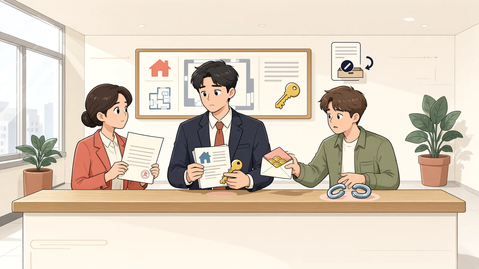 「추심판결까지 받았는데, 압류를 취하하면 어떻게 될까」 상황을 그린 삽화