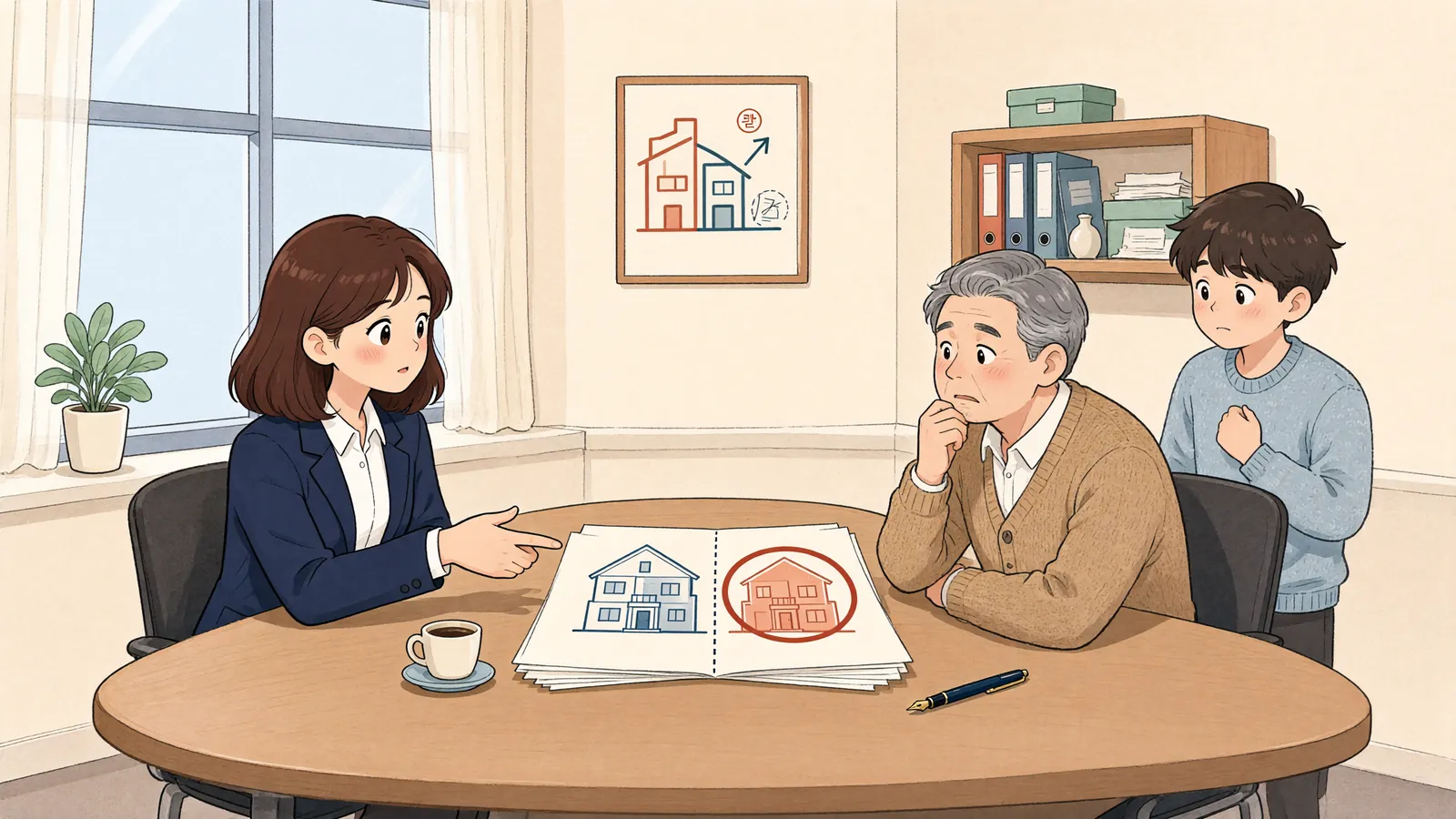 「임차인이 늘린 작업실, 기존 건물의 저당권도 따라올까?」 상황을 그린 삽화