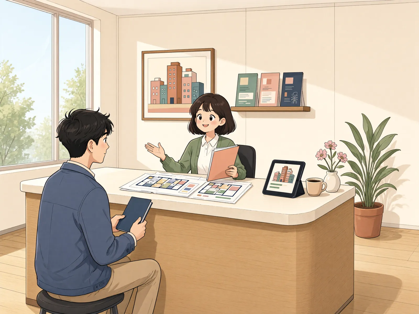 「등기 전에도 호실별 소유가 성립할까」 상황을 그린 삽화