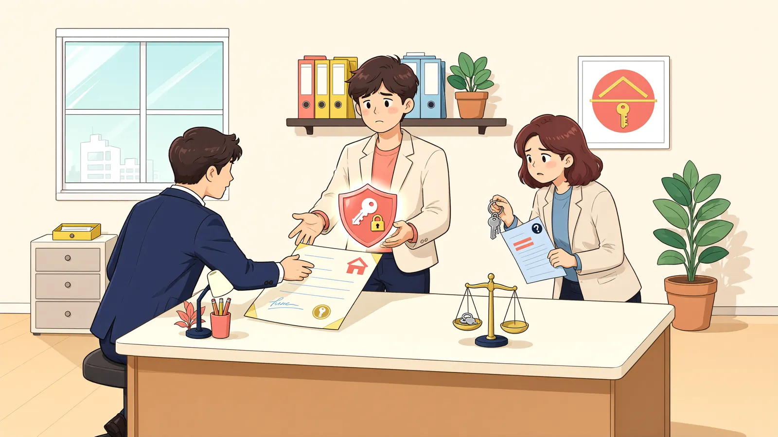 「보증인의 집 증여, 담보가 넉넉하면 사해행위가 아닐 수도」 상황을 그린 삽화