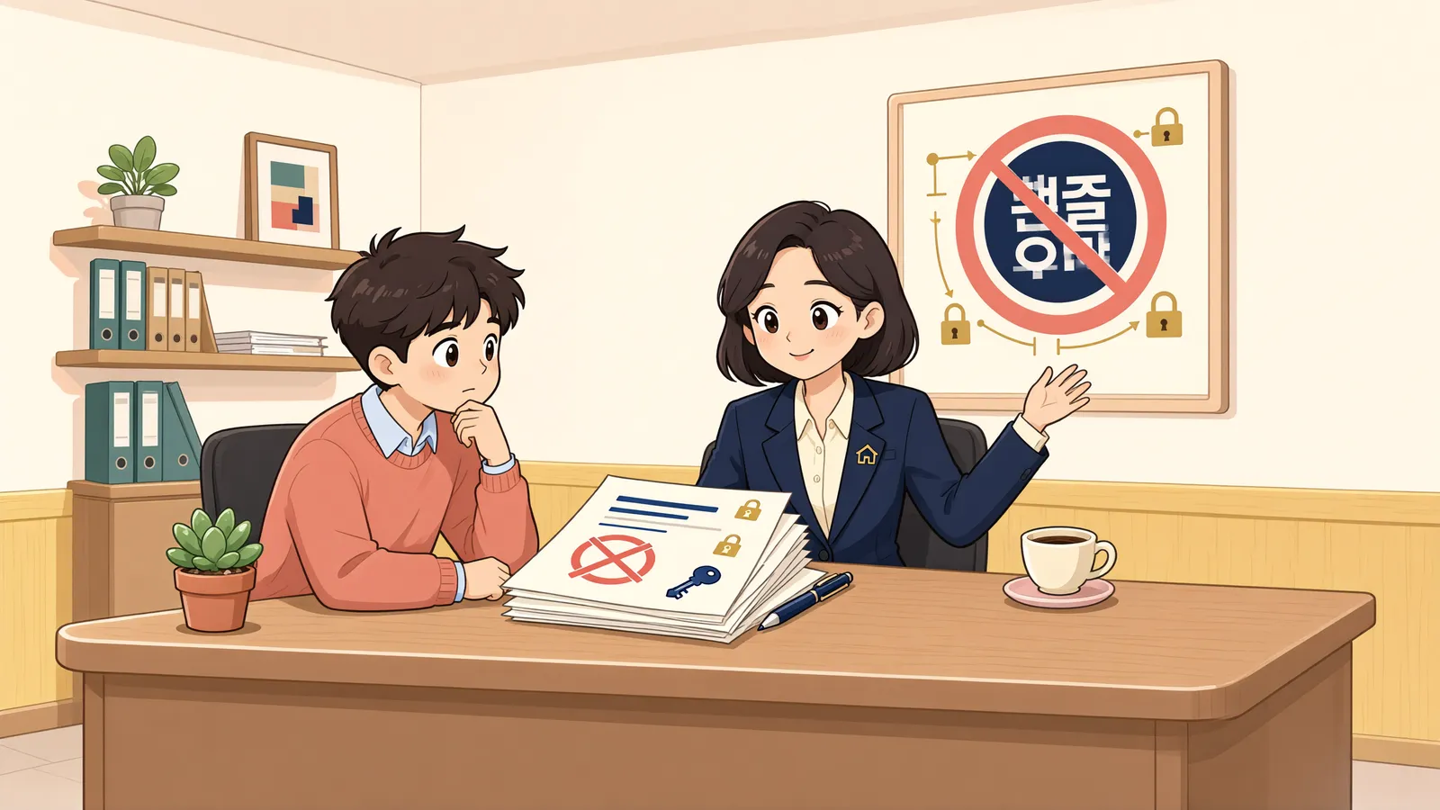 「로열티 액수가 다투어질 때, 계약 해제는 가능할까」 상황을 그린 삽화