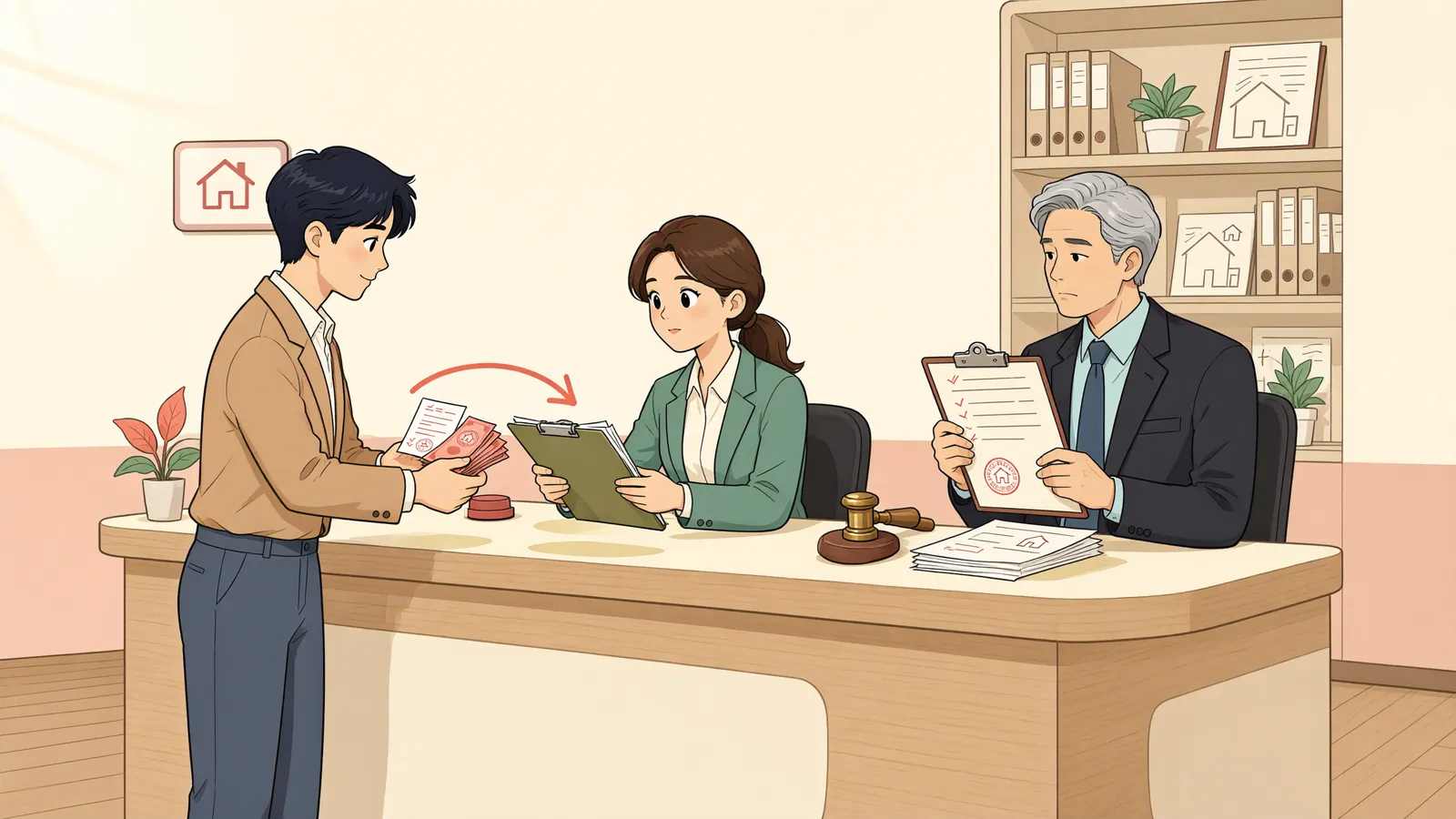 「전세권이 끝난 뒤, 잔금을 누구에게 돌려줘야 할까」 상황을 그린 삽화