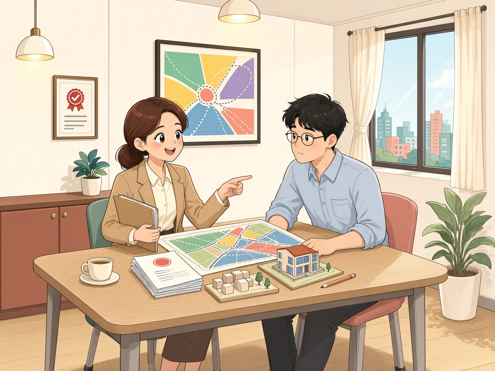 「기존 건물은 괜찮았는데, 변경허가는 왜 거절됐을까」 상황을 그린 삽화