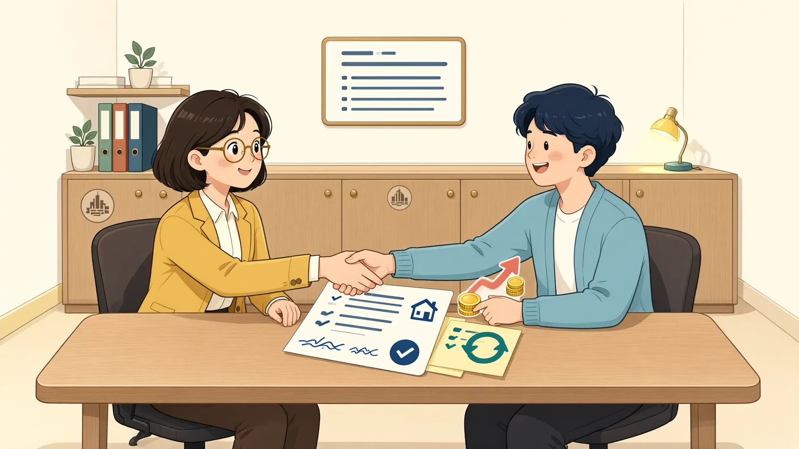 「계약이 끝난 뒤 올린 임대료, 증액 한도에 걸릴까?」 상황을 그린 삽화