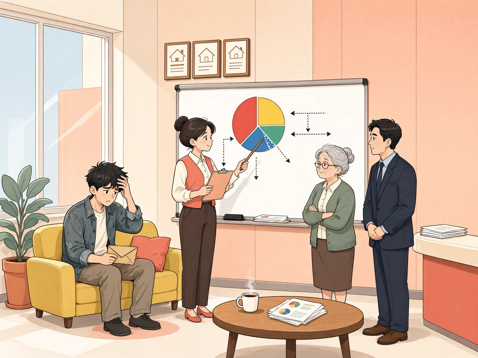 「소액임차인이라도 밀린 월세까지 배당받는 것은 아닙니다」 상황을 그린 삽화