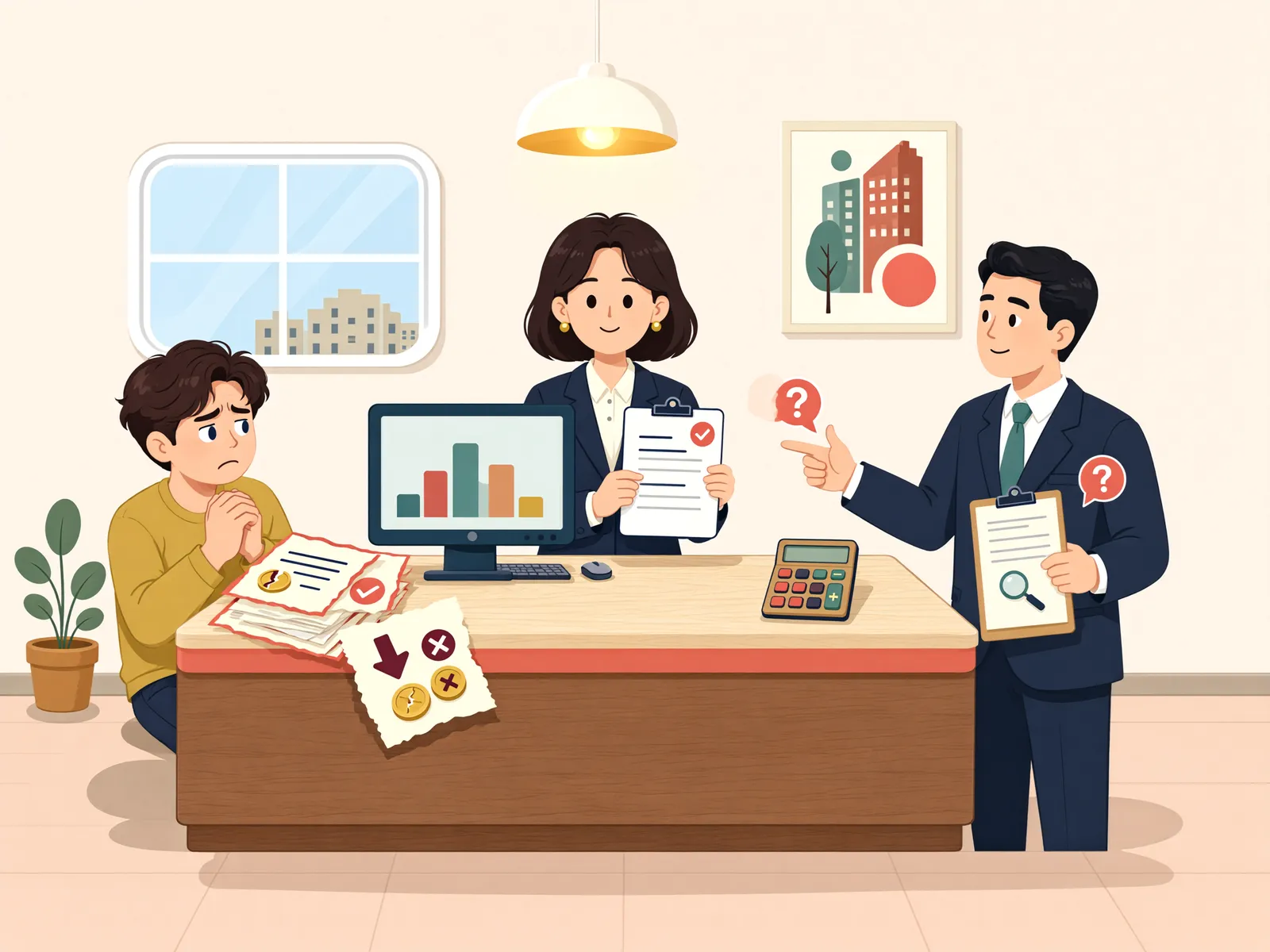 「받지 못한 이자도 과세될까?」 상황을 그린 삽화