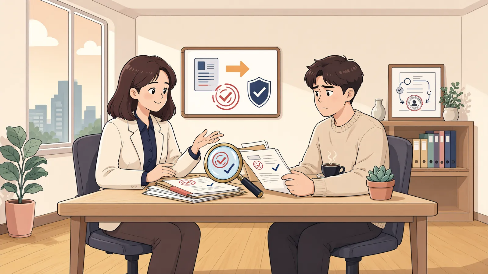 「확정판결을 받았는데도 가압류가 필요할 때」 상황을 그린 삽화