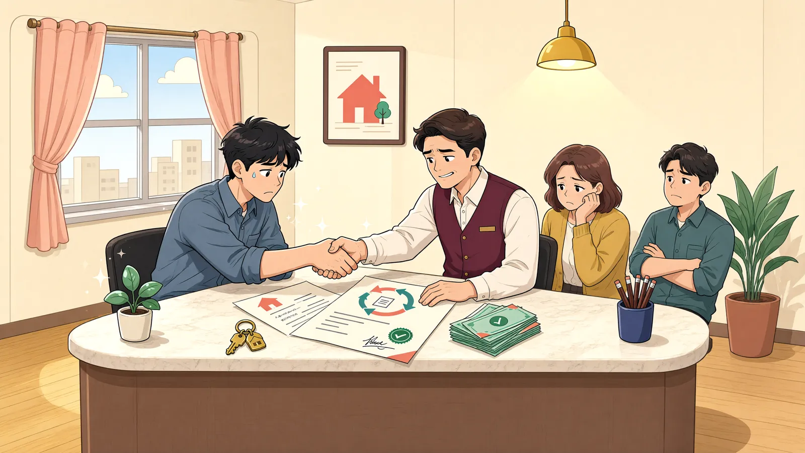 「시세대로 팔았는데도 사해행위가 될 수 있다」 상황을 그린 삽화