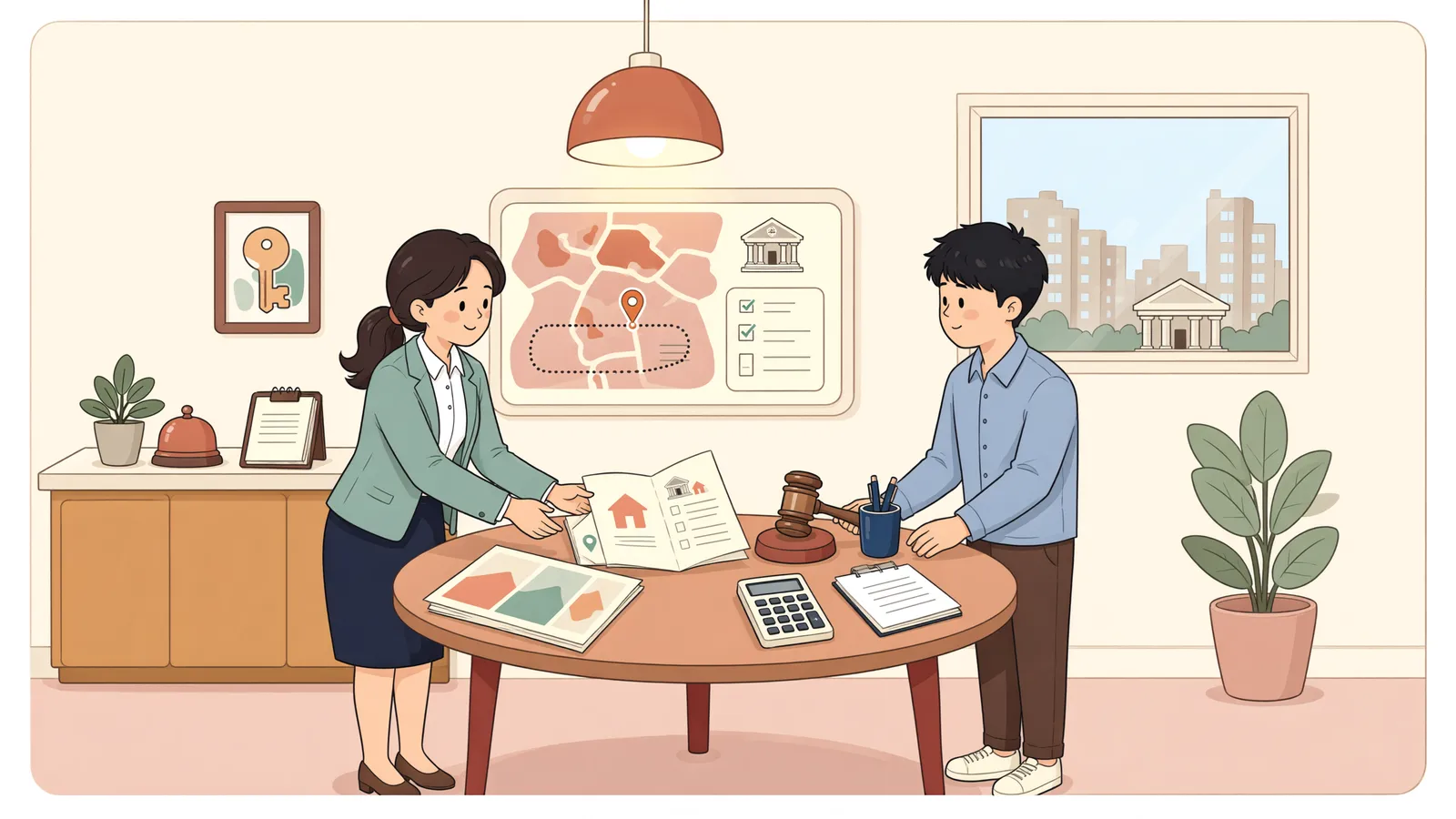 「시·군법원에서 이겼는데, 강제집행도 거기서 할까?」 상황을 그린 삽화